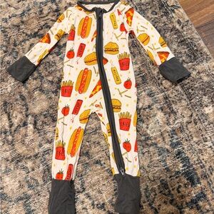 Little Sleepies White Fast Food Print Zipper Footed One-Piece